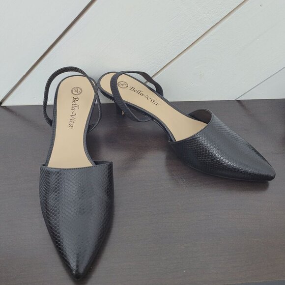 NEW Bella Vita Sarah II Womens 10 Black Snake Slingback    6CT - Picture 3 of 9